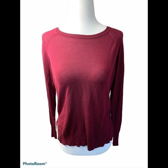 💋3/$30 Zara Knit Burgundy Long Sleeve Sweat… - Picture 1 of 6